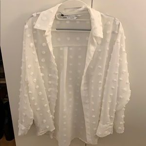 Zara button up shear top